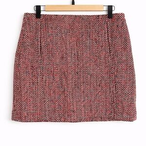 LOFT Elegant Red Herringbone Mini Skirt